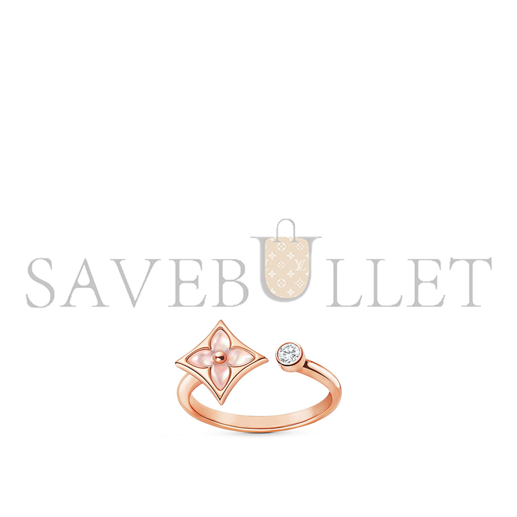 l**is v*t*n color blossom mini star rose gold, pink mother-of-pearl and Di*m*nd ring q9n07a